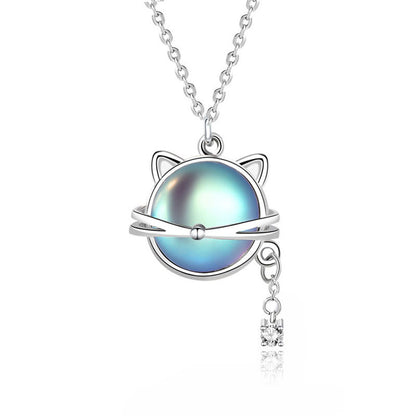 Collar de gato con piedra luna en plata 925 – foto 3