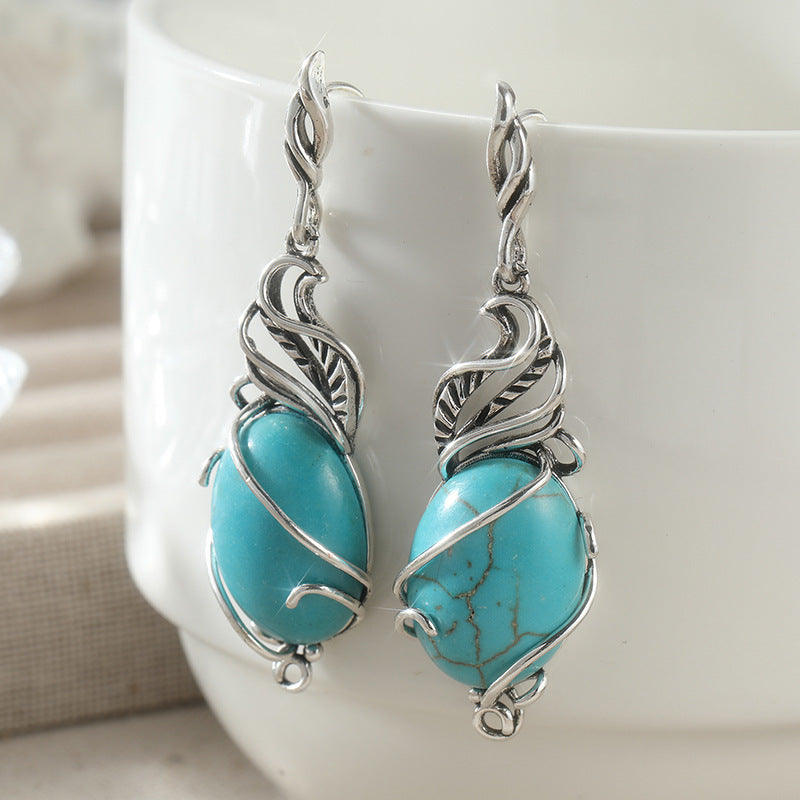 Pendientes boho de piedra turquesa – foto 4