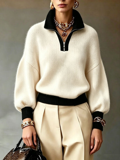 Jersey de punto con cuello polo y media cremallera – foto 7
