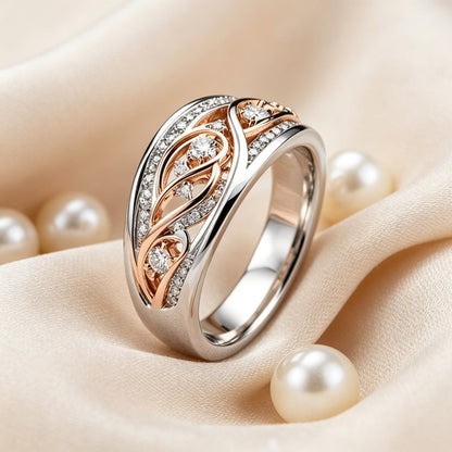 Anillo bicolor de filigrana con circonitas – foto 2