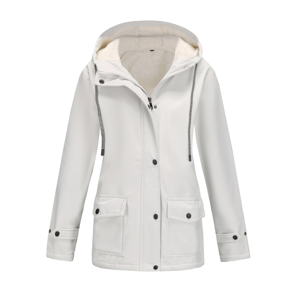 Parka cortavientos con forro polar en color gris claro