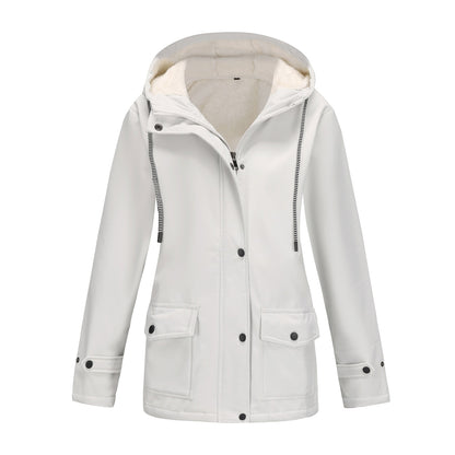 Parka cortavientos con forro polar en color gris claro