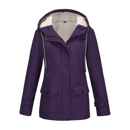 Parka cortavientos con forro polar en color morado