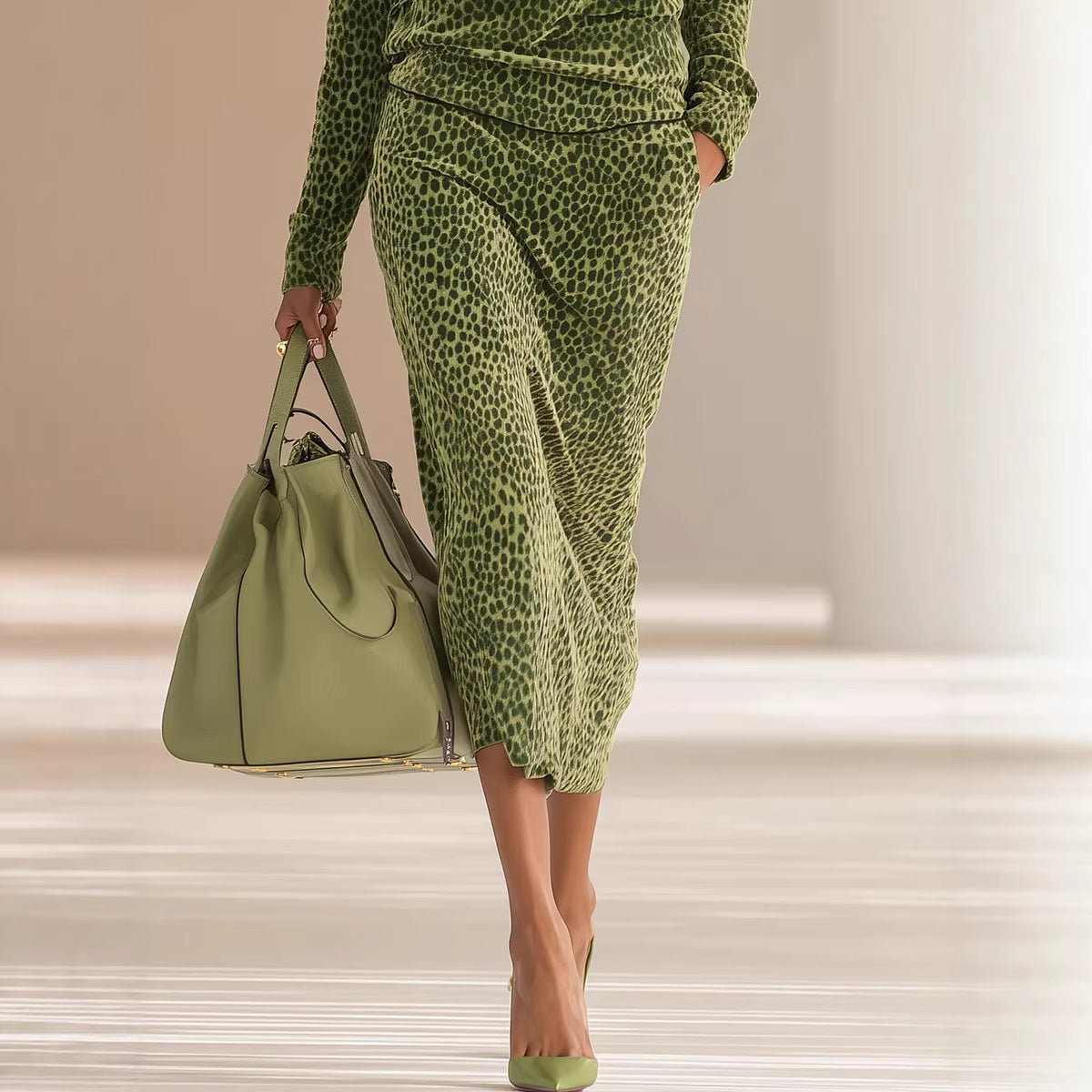 Conjunto de top y falda de leopardo – foto 3