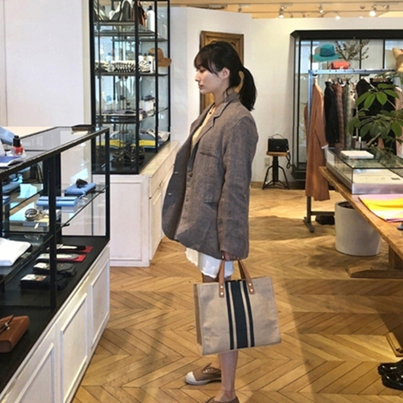 Bolso tote de lona a rayas – foto 4