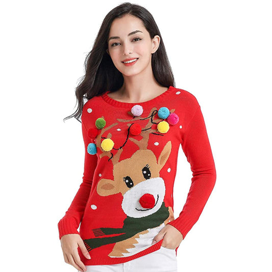 Jersey navideño de reno con luces
