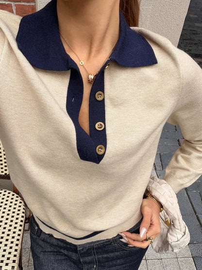 Jersey de punto bicolor con cuello polo