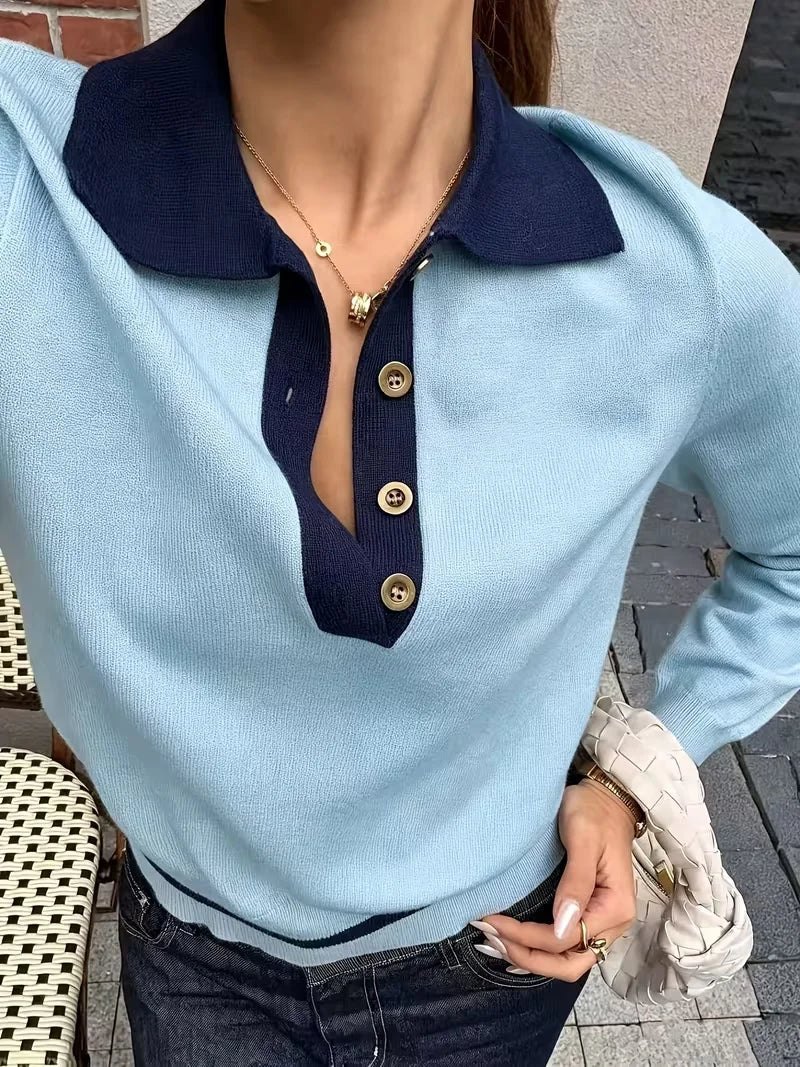 Jersey de punto bicolor con cuello polo – foto 7