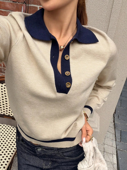 Jersey de punto bicolor con cuello polo – foto 6