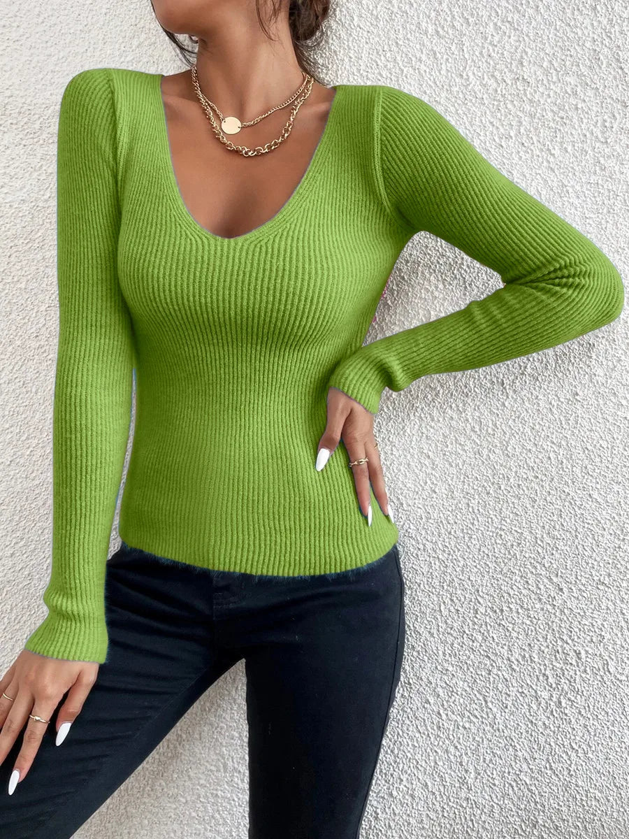 Jersey de canalé con escote de pico – foto 20
