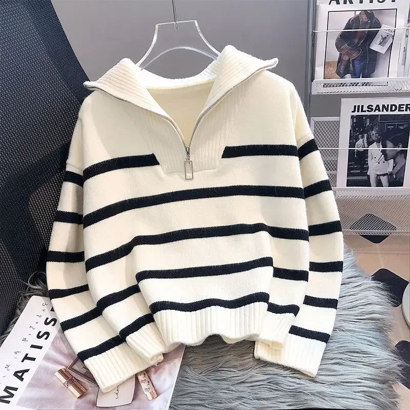 Jersey de rayas con media cremallera