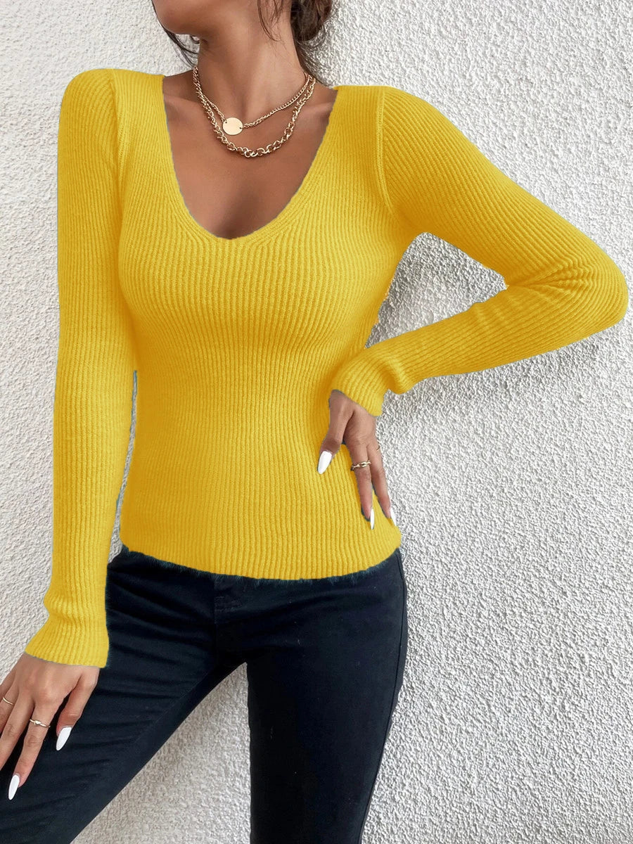Jersey de canalé con escote de pico – foto 19