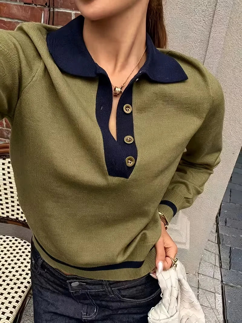 Jersey de punto bicolor con cuello polo – foto 8
