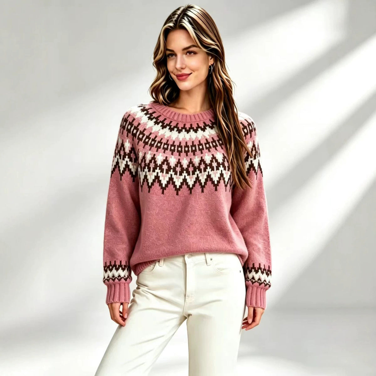 Jersey Fair Isle de cuello redondo