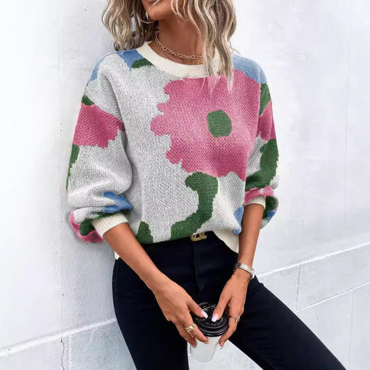 Jersey de jacquard con estampado de flor