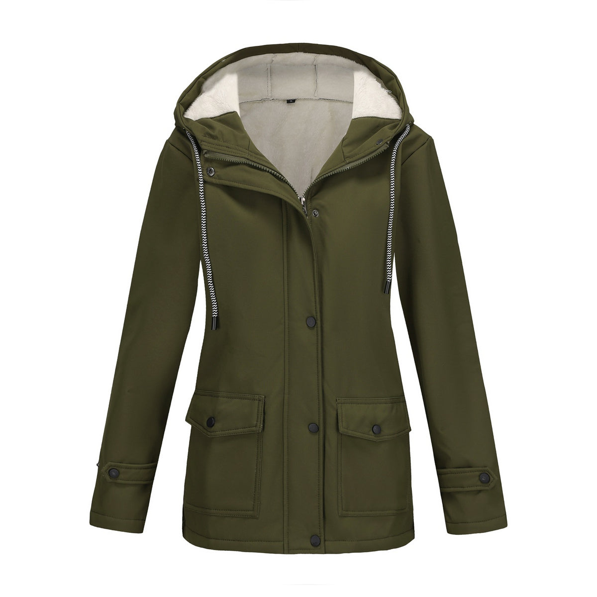 Parka cortavientos con forro polar en color verde militar