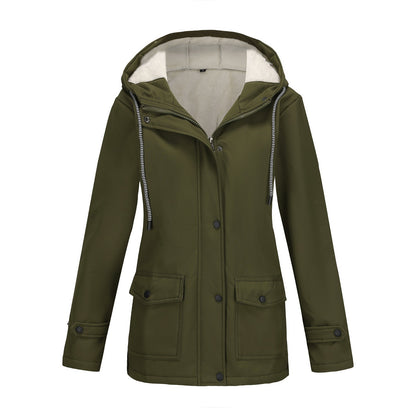 Parka cortavientos con forro polar en color verde militar