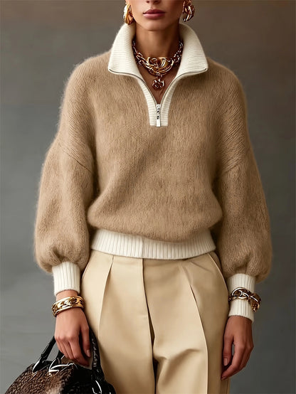 Jersey de punto con cuello polo y media cremallera – foto 4