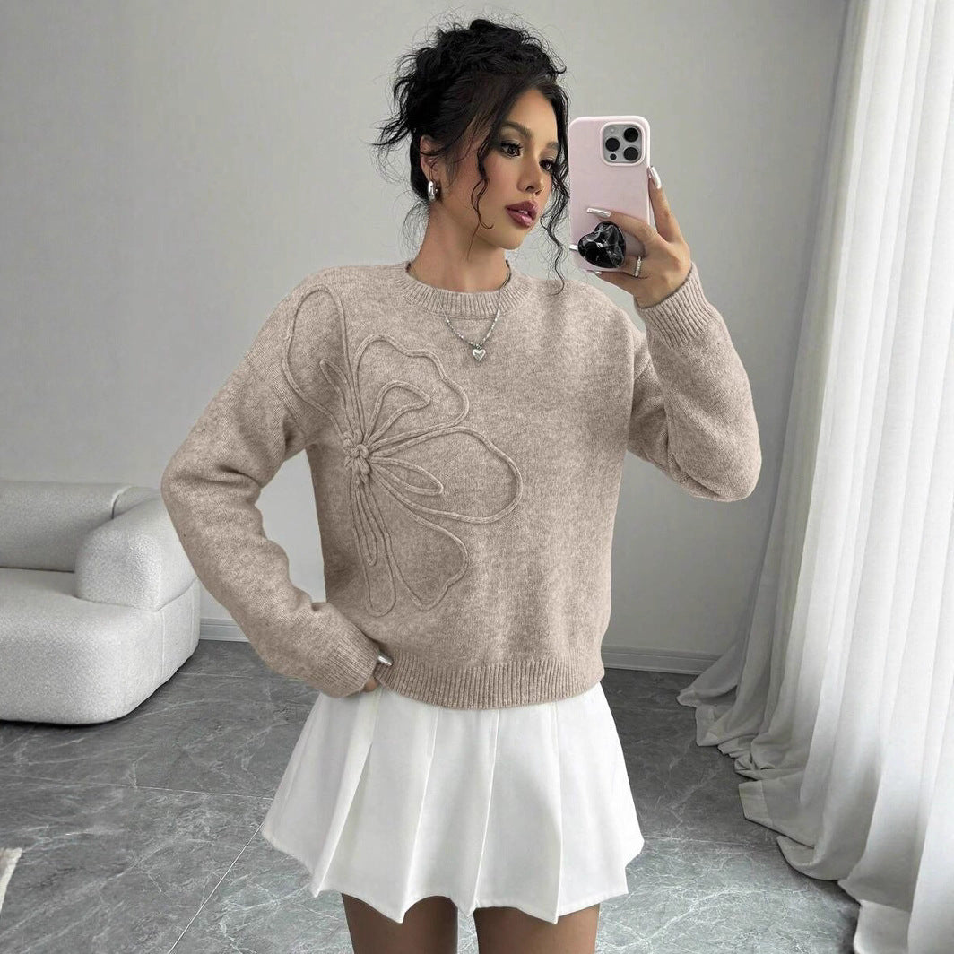 Jersey de cuello redondo con flores – foto 3