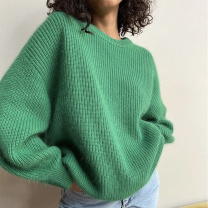 Jersey de punto básico cuello redondo en color verde