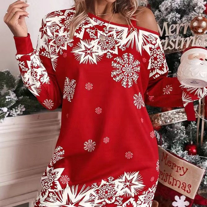 Vestido de punto navideño con copos de nieve