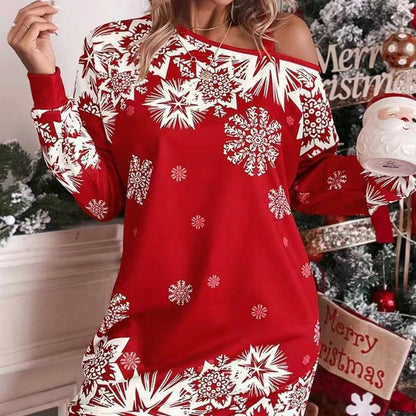 Vestido de punto navideño con copos de nieve