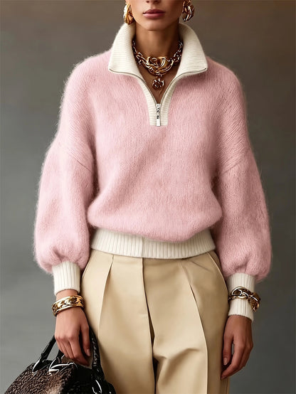 Jersey de punto con cuello polo y media cremallera – foto 3