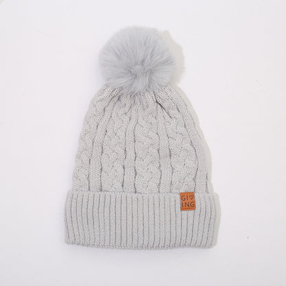 Gorro trenzado forrado con pompón de pelo – foto 2