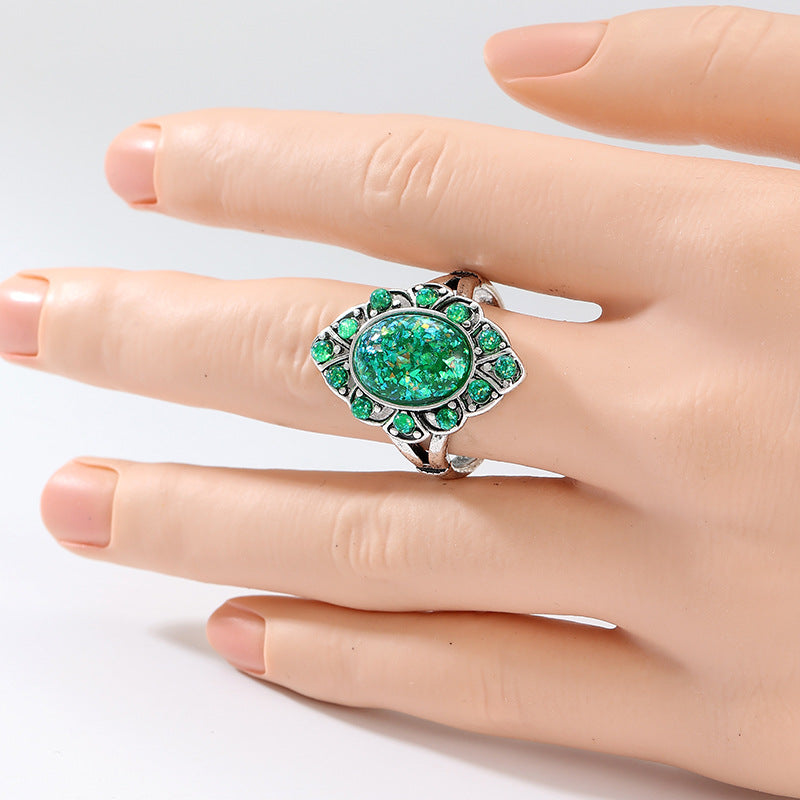Anillo vintage de piedra verde