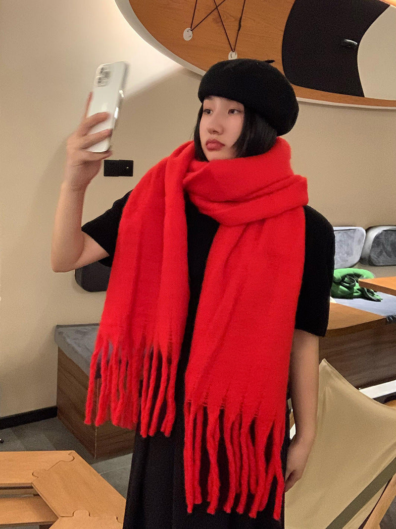 Bufanda lisa efecto cachemir con flecos – foto 11