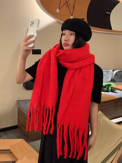 Bufanda lisa efecto cachemir con flecos – foto 11