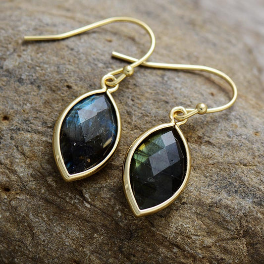 Pendientes de piedra natural en forma de lágrima – foto 2