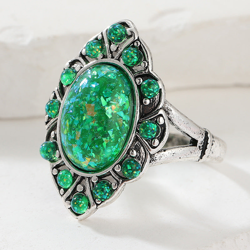 Anillo vintage de piedra verde – foto 4