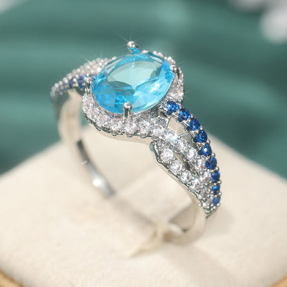Anillo con cristal azul y circonitas – foto 2