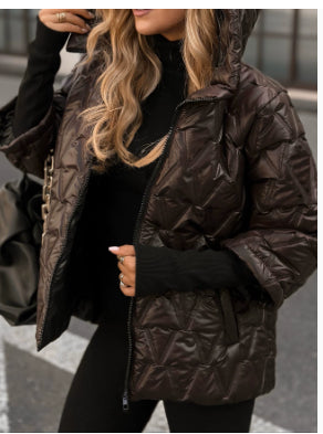 Chaqueta acolchada con capucha y puños de punto – foto 9