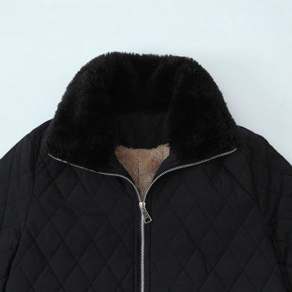 Abrigo acolchado entallado con cuello de pelo – foto 4