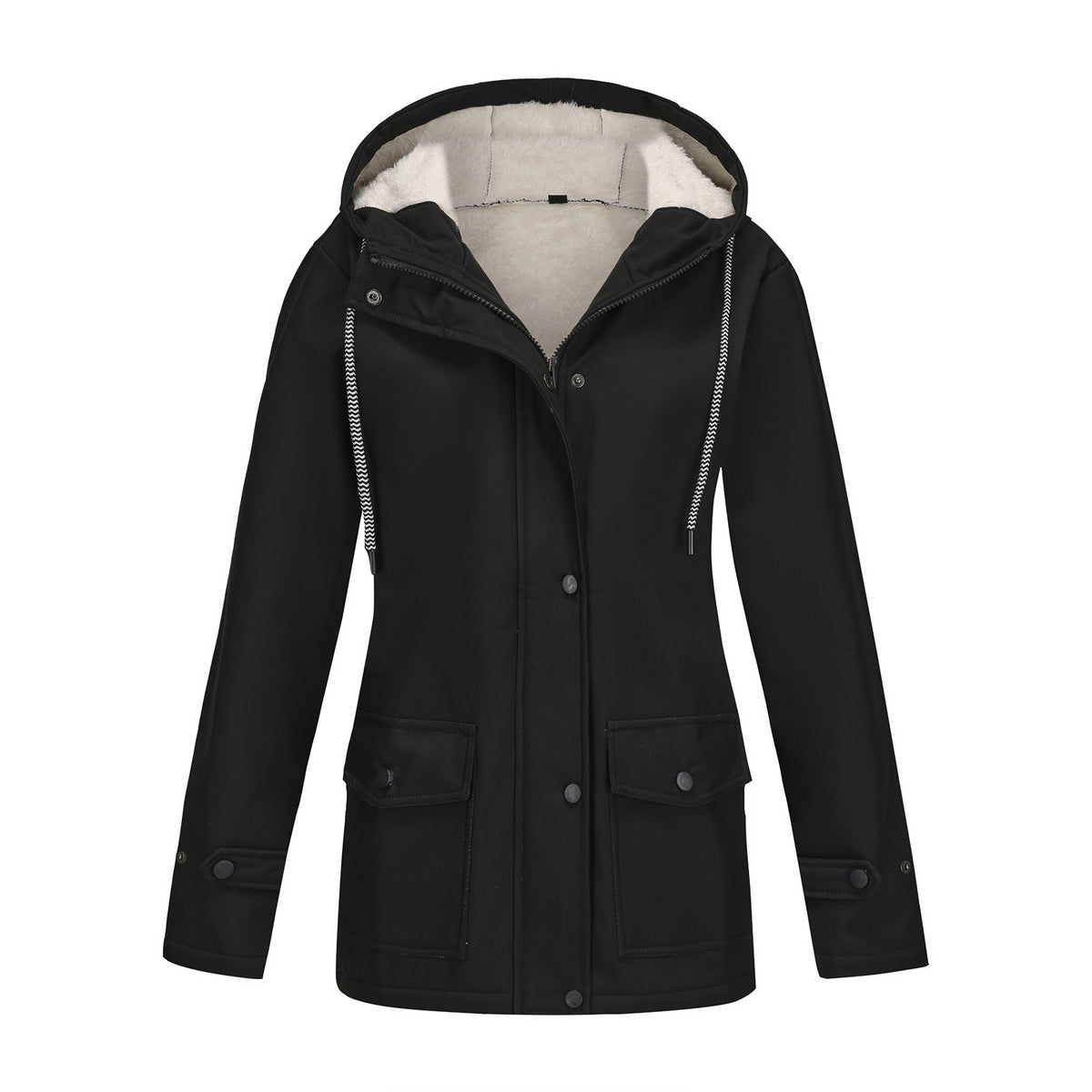 Parka cortavientos con forro polar en color negro