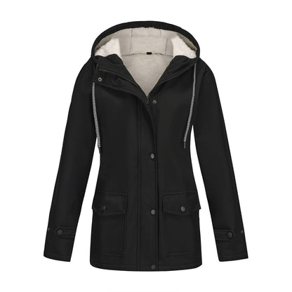 Parka cortavientos con forro polar en color negro