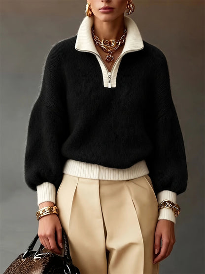 Jersey de punto con cuello polo y media cremallera – foto 5