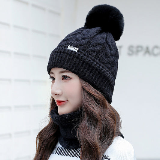 Gorro de punto trenzado con pompón