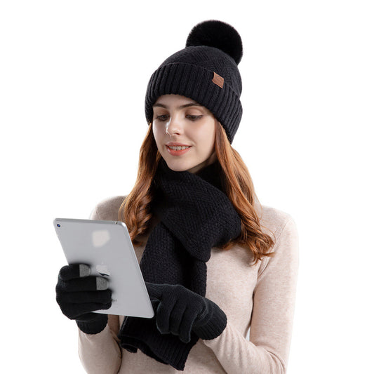 Conjunto de gorro con pompón, bufanda y guantes – foto 2