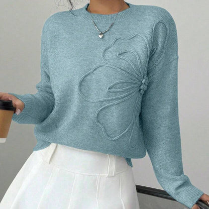 Jersey de cuello redondo con flores – foto 8