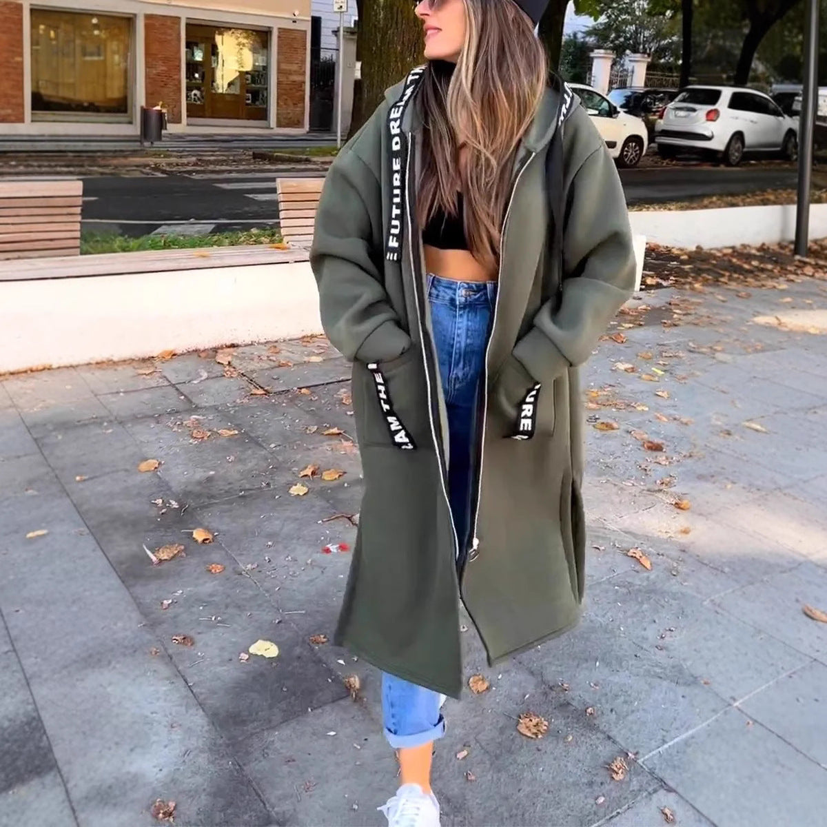 Abrigo sudadera largo con capucha – foto 4