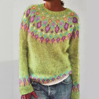 Jersey jacquard nórdico de cuello redondo