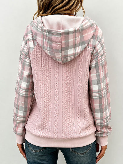 Sudadera de ochos con capucha y mangas de cuadros – foto 3