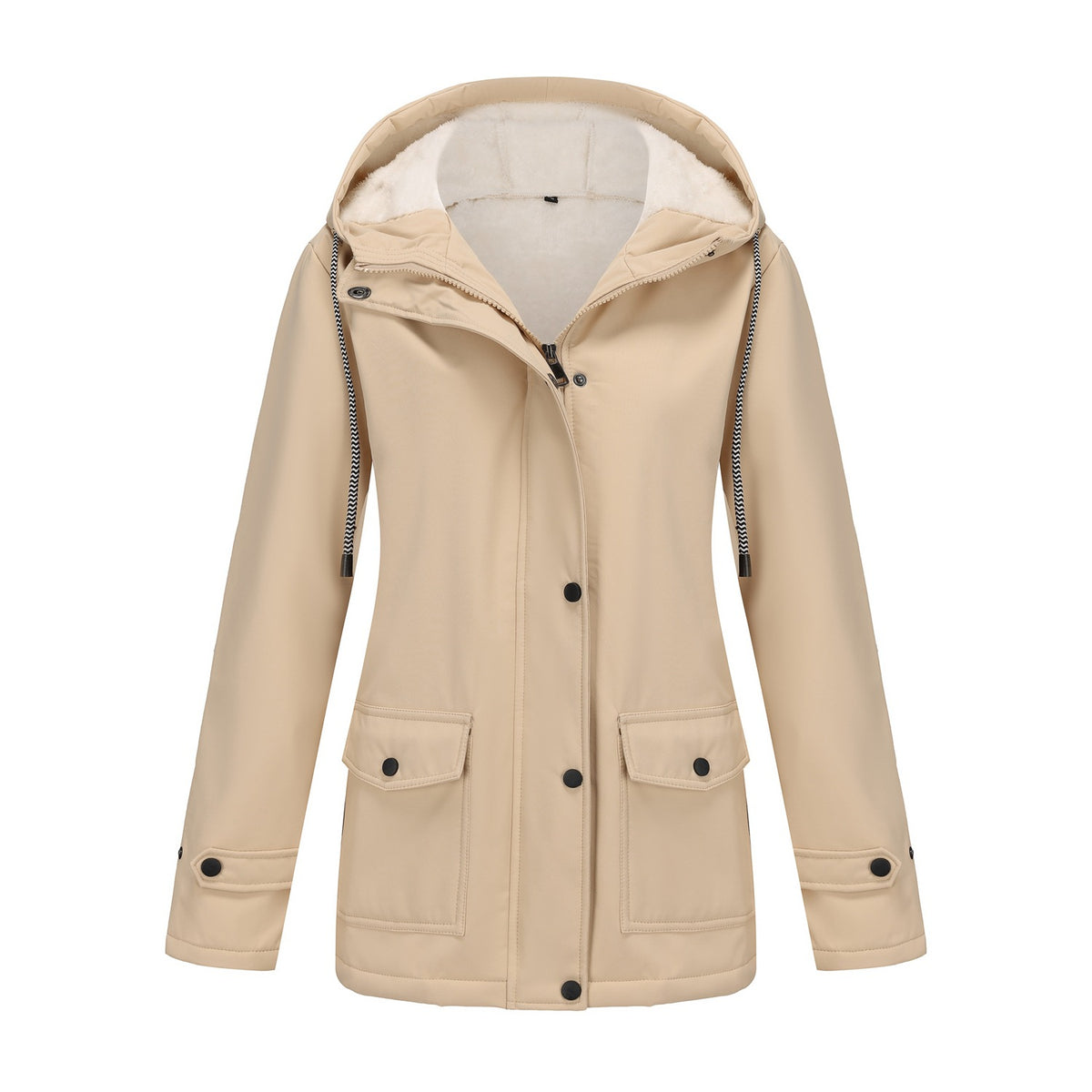 Parka cortavientos con forro polar en color beige