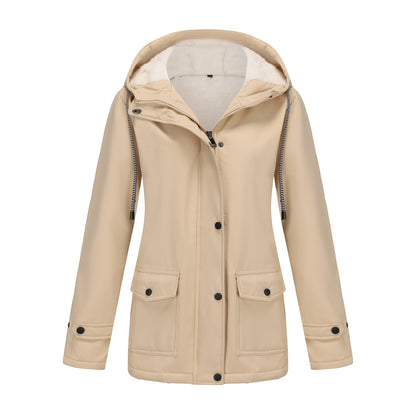 Parka cortavientos con forro polar en color beige