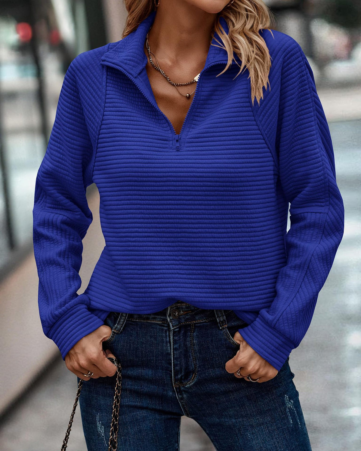 Sudadera de canalé con media cremallera – foto 11
