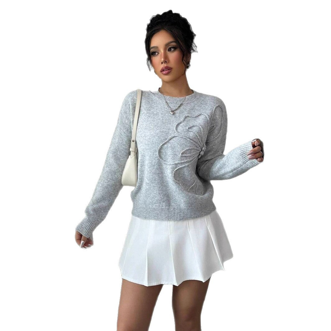 Jersey de cuello redondo con flores – foto 5